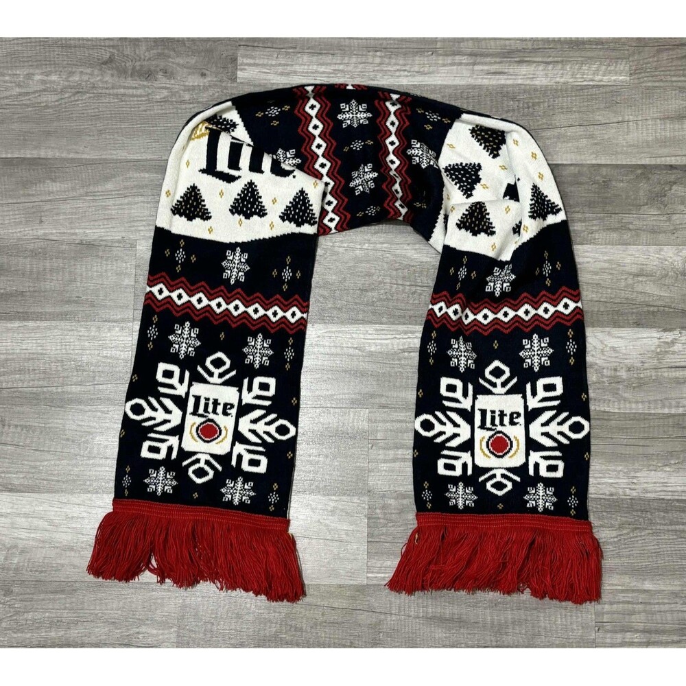 Miller Lite Beer Christmas Scarf Holiday Miller Time Xmas